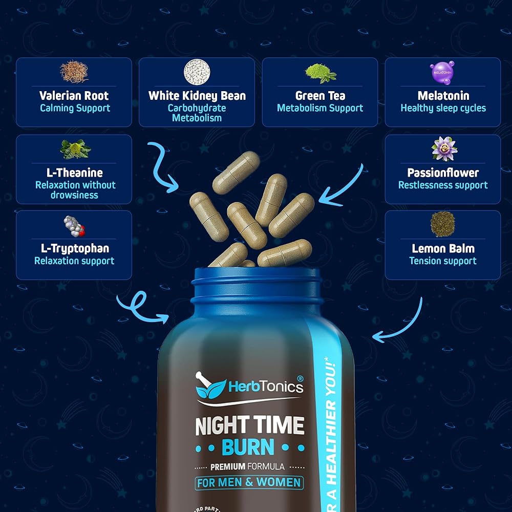 Herbtonics Night Time Burn Sleep & Weight Management - 120 Capsules - image 3