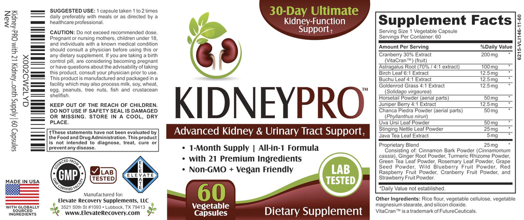 Elevate Recovery Kidney-PRO Supplement with 21 Ingredients - image 8