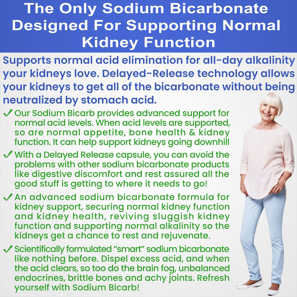 Kidney Restore Sodium Bicarbonate 650mg Delayed Release - 120 Capsules - image 7