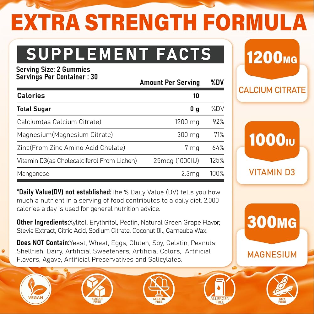 Edmmyliy Calcium Citrate Supplement Gummies - 120 Count - image 2