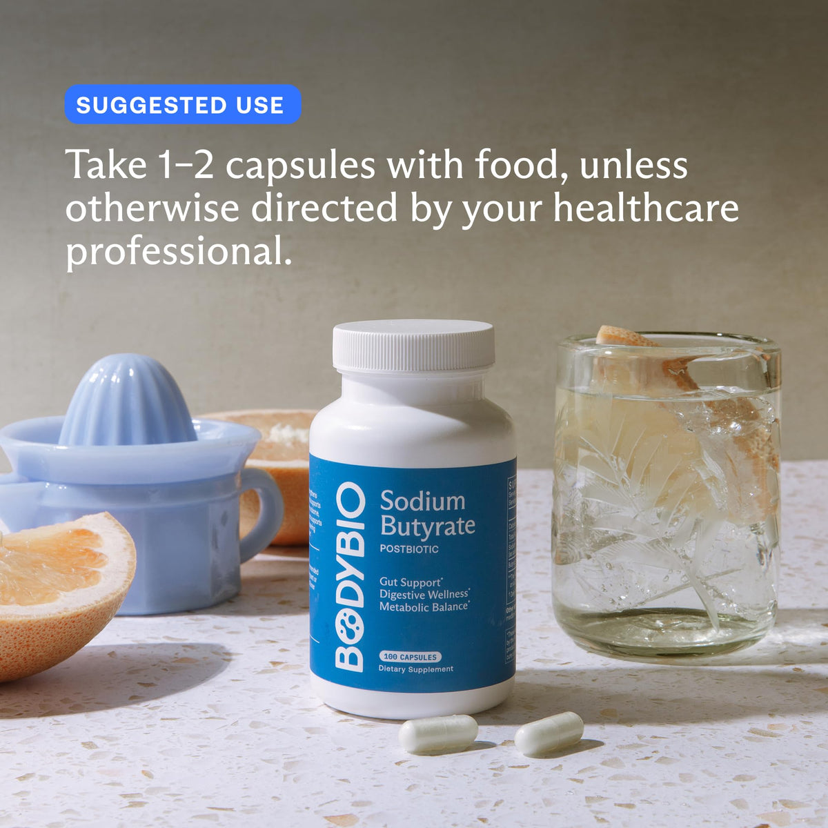 BodyBio Butyrate Sodium Postbiotic for Gut Support - 100 Capsules - image 5