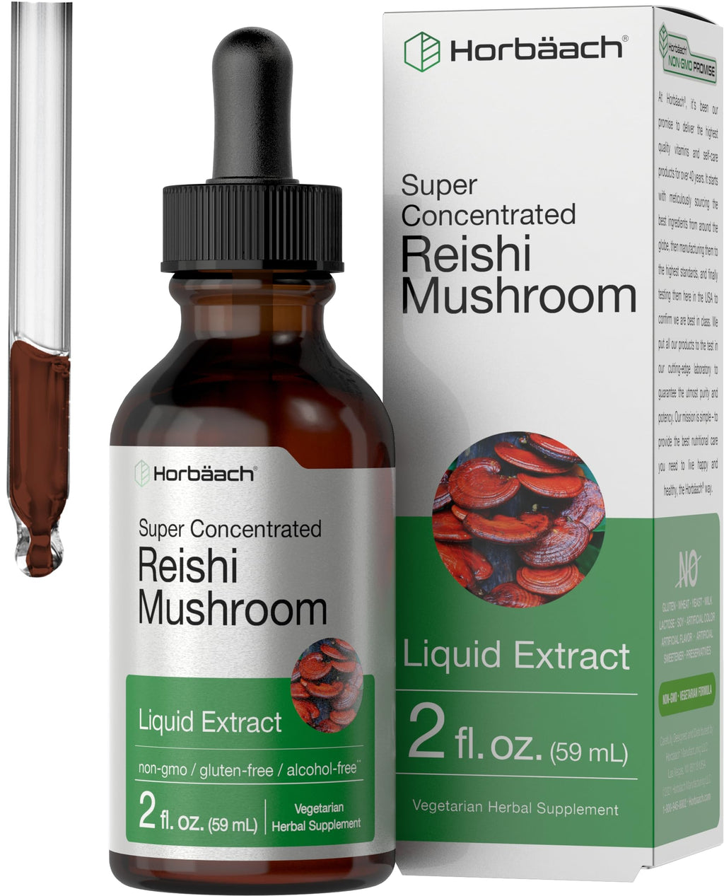 Horbäach Reishi Mushroom Extract Tincture - 2 Fl Oz