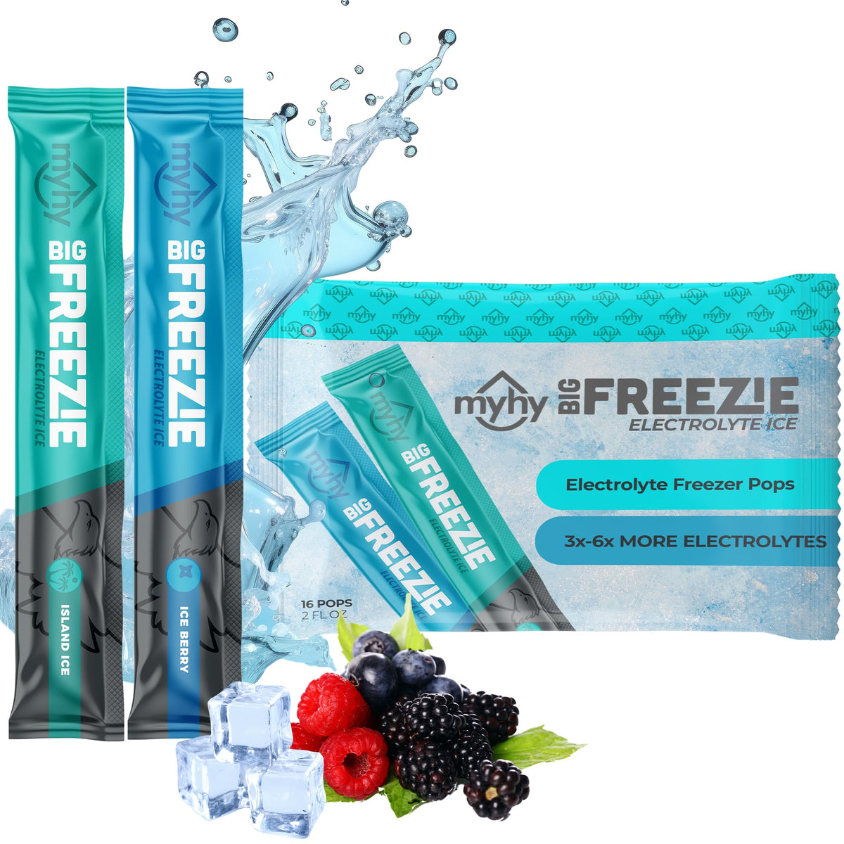 MyHy Electrolyte Freezer Pops Island Ice & Ice Berry - 16 Count