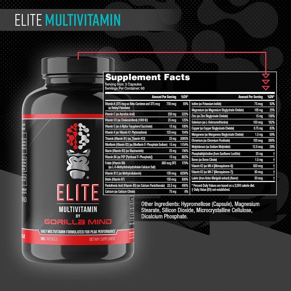 Gorilla Mind Elite Daily Multi-Vitamin - 180 Capsules - image 2