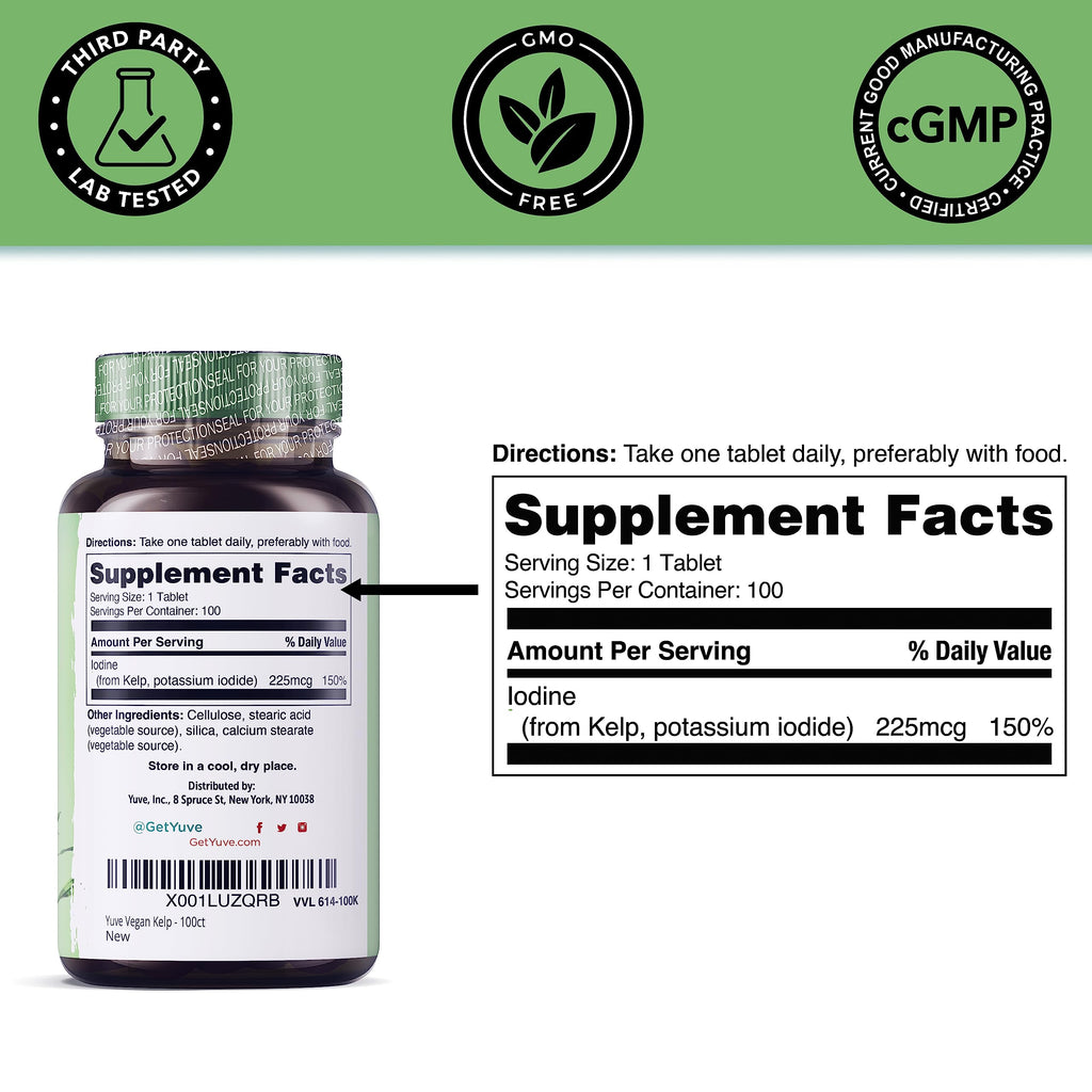Yuve Thyroid Support Iodine 225mg - 100 Tablets - image 4
