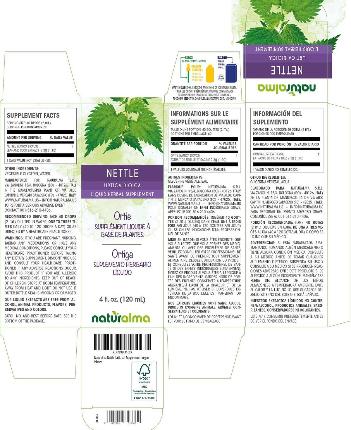 Naturalma Nettle Leaf and Root Alcohol-Free Tincture - 4 fl oz - image 2