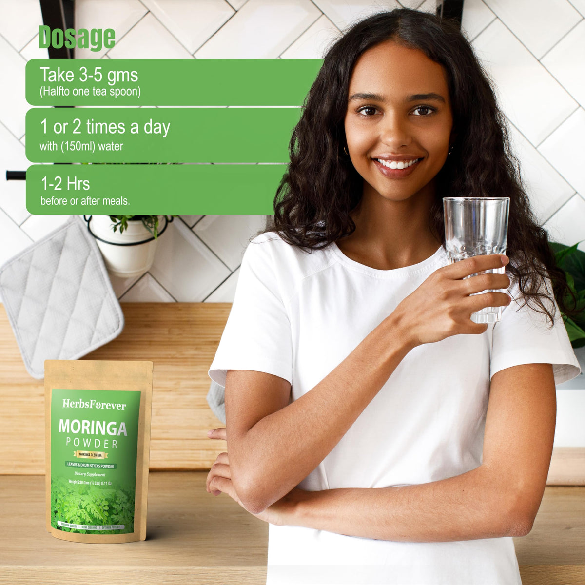 Herbsforever Moringa Oleifera Leaf Powder Supergreen - 230g - image 5