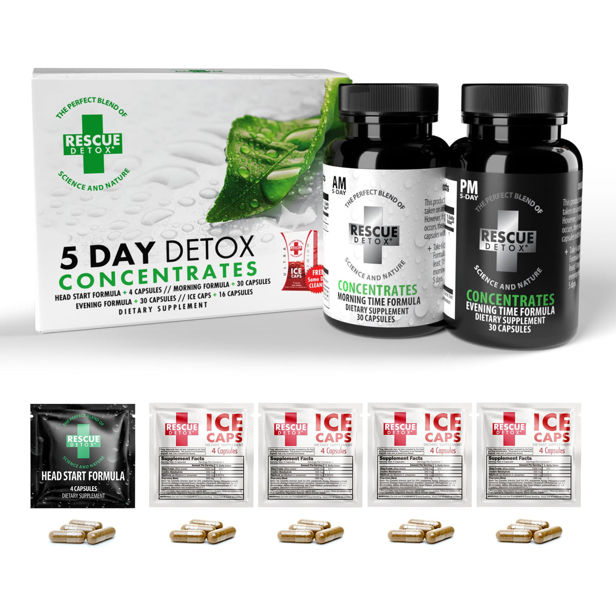 Rescue Detox 5 Day Detox Concentrates Plus - 80 Capsules