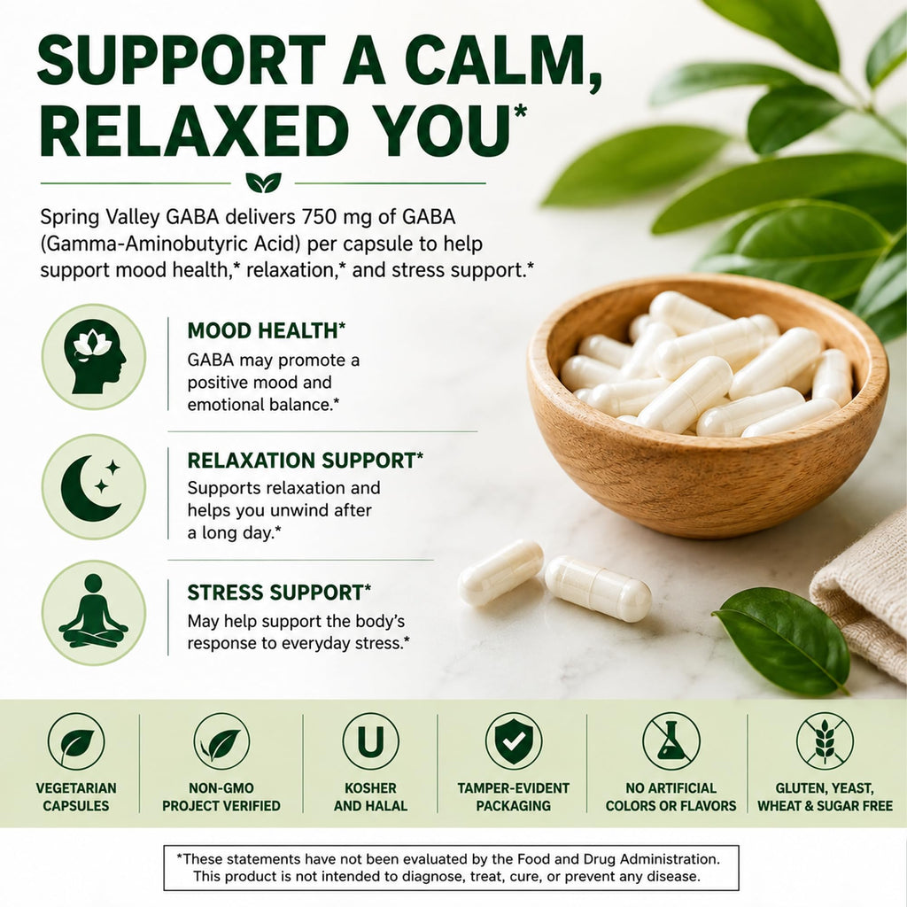 LUAL GABA 750mg Capsules for Sleep Support - 100 Capsules - image 2
