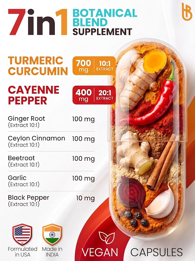 Herbpy 7in1 Cayenne Pepper and Turmeric Supplement - 120 Capsules - image 2