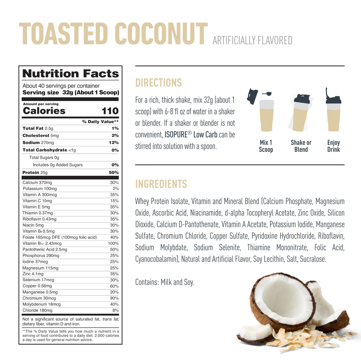 Isopure Low Carb Whey Isolate Protein Powder Toasted Coconut - 3 LB - image 10