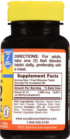 Sundance Vitamin B-12 1000 mcg Fast Dissolve Tablets - 120 Count - image 3