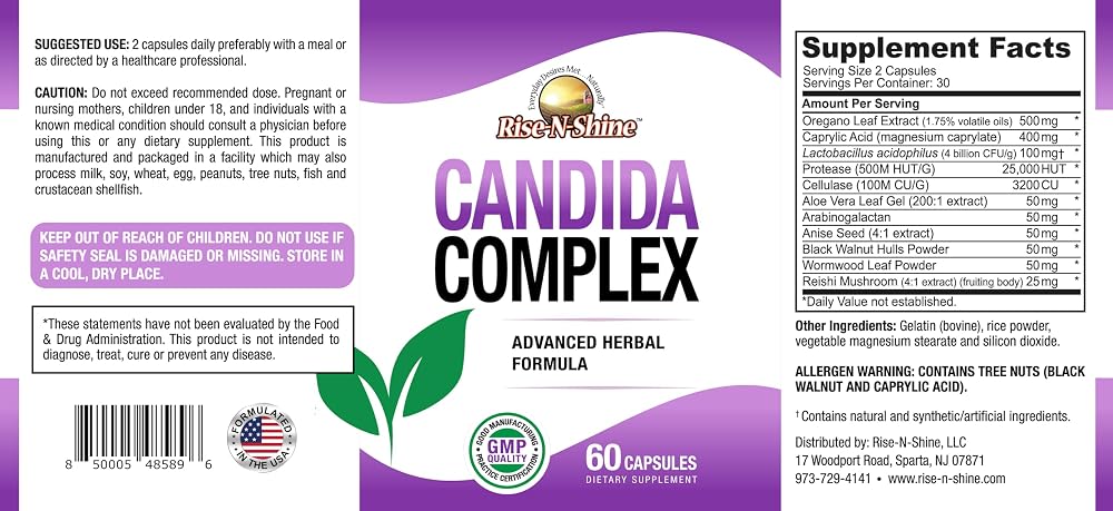 Rise-N-Shine Candida Support Supplement - 60 Capsules - image 2