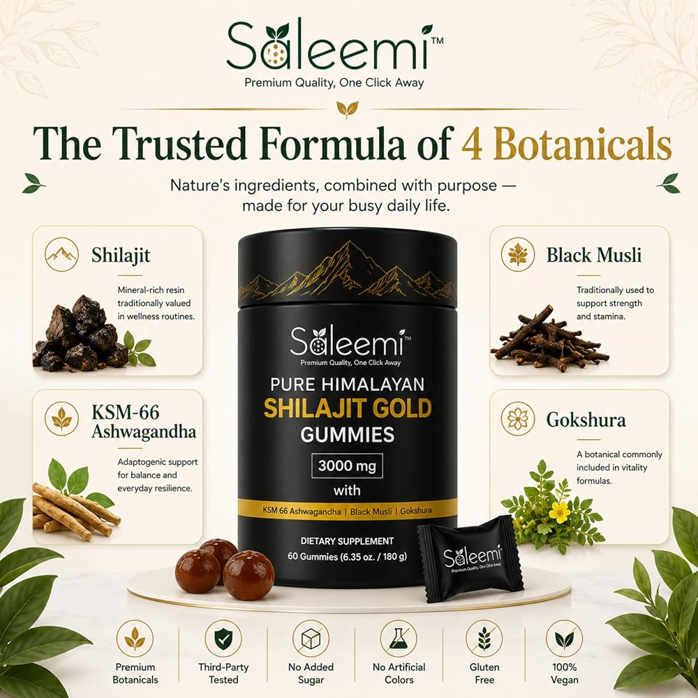 SALEEMI Shilajit Gummies with Ashwagandha & Gokshura - 60 Gummies - image 4
