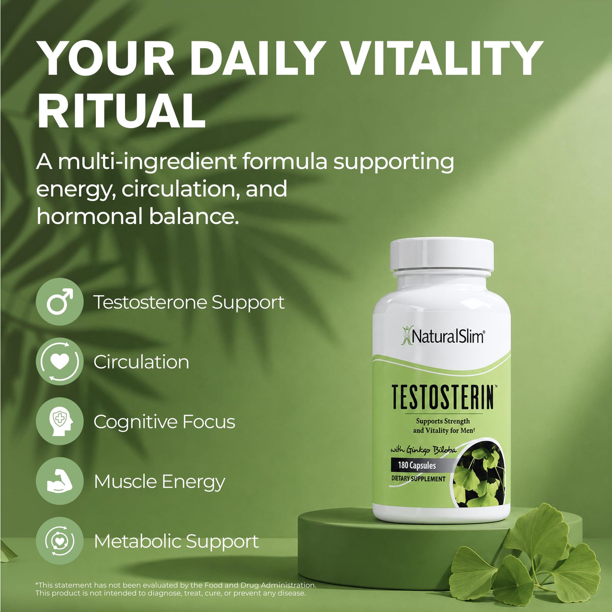 NaturalSlim Testosterin Testosterone Support - 180 Capsules - image 3