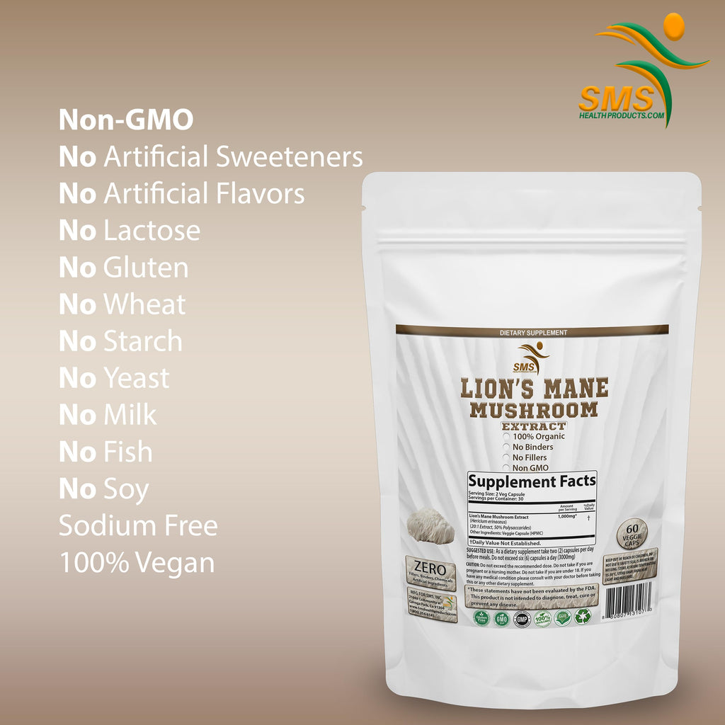 SMSHEALTHPRODUCTS.com Lion's Mane Mushroom Capsules for Brain Support - image 3