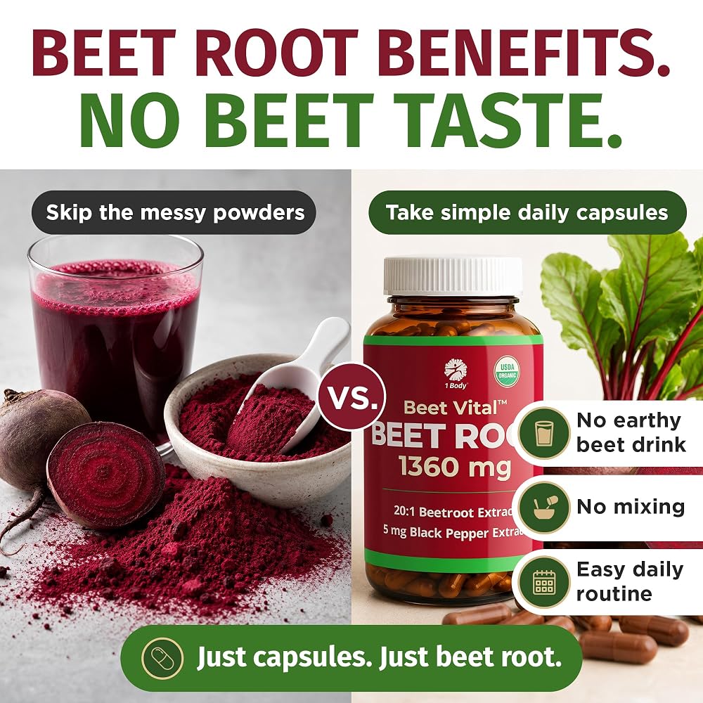 1 Body Beet Root Capsules 1360mg 20:1 Extract - 60 Capsules - image 8