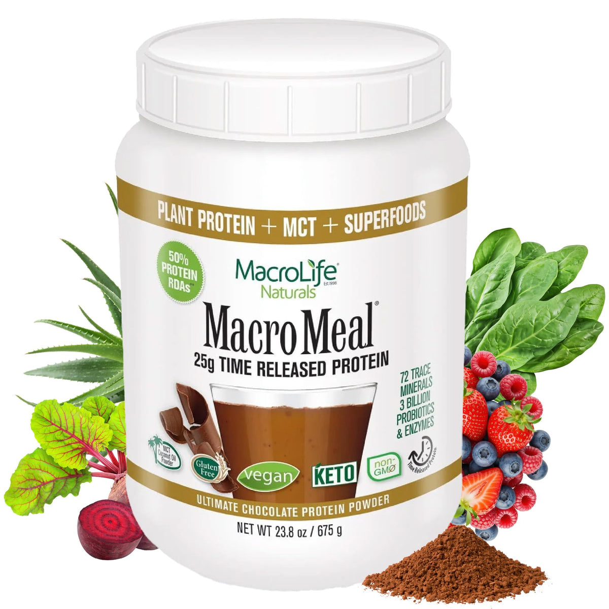MacroLife Naturals Macromeal Protein & Greens Powder