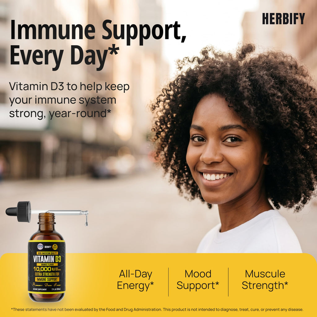 HERBIFY Vitamin D3 10000 IU Liquid Drops - 2 Fl Oz - image 3