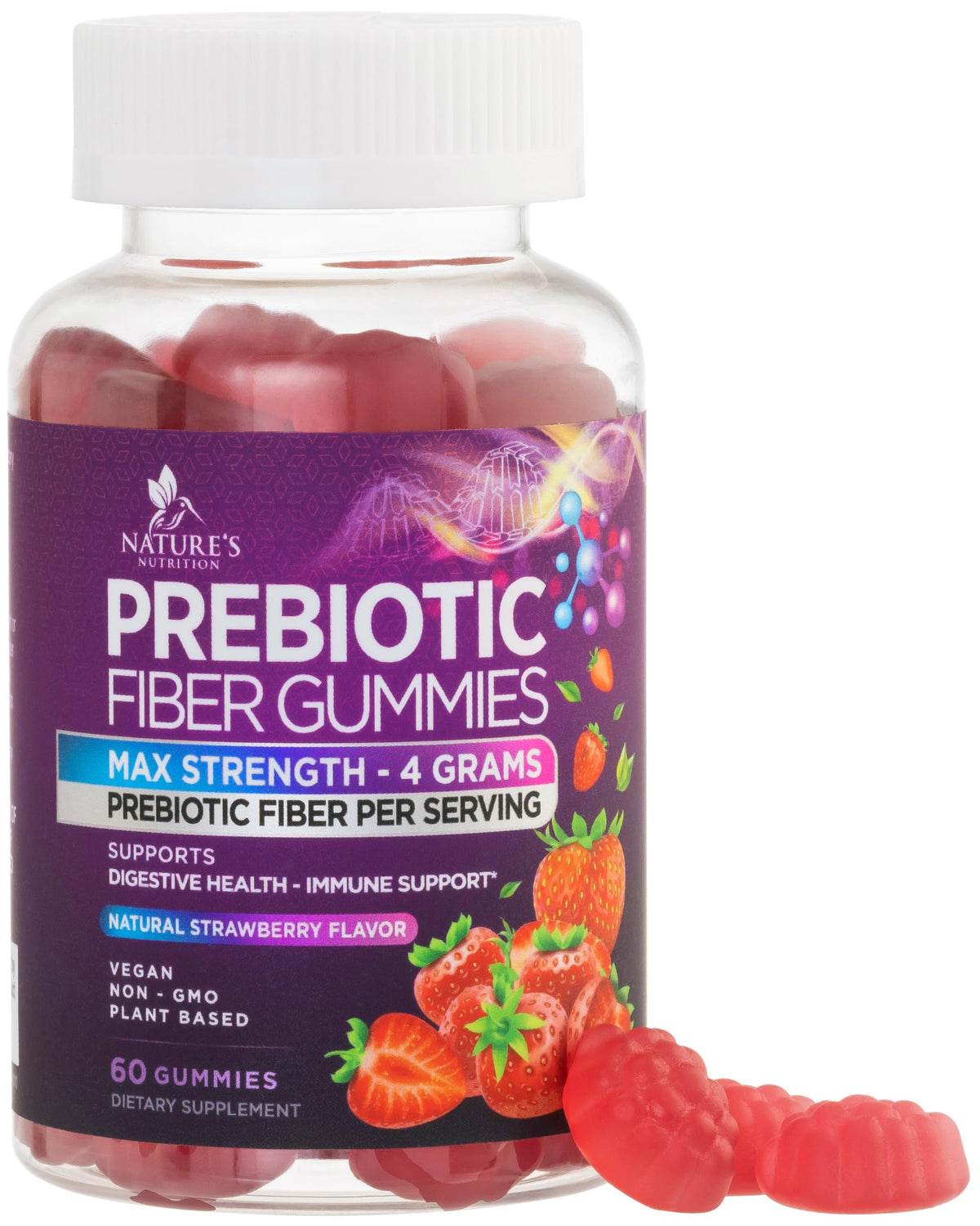 Nature's Nutrition Fiber Gummies 4g - Premium Prebiotic Plant Based
