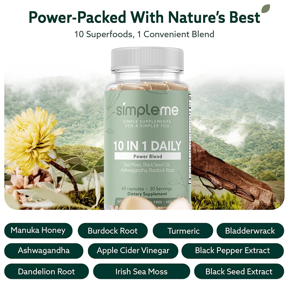 SIMPLEME Burdock Root Organic Herbal Blend with Sea Moss - 60 Capsules - image 3