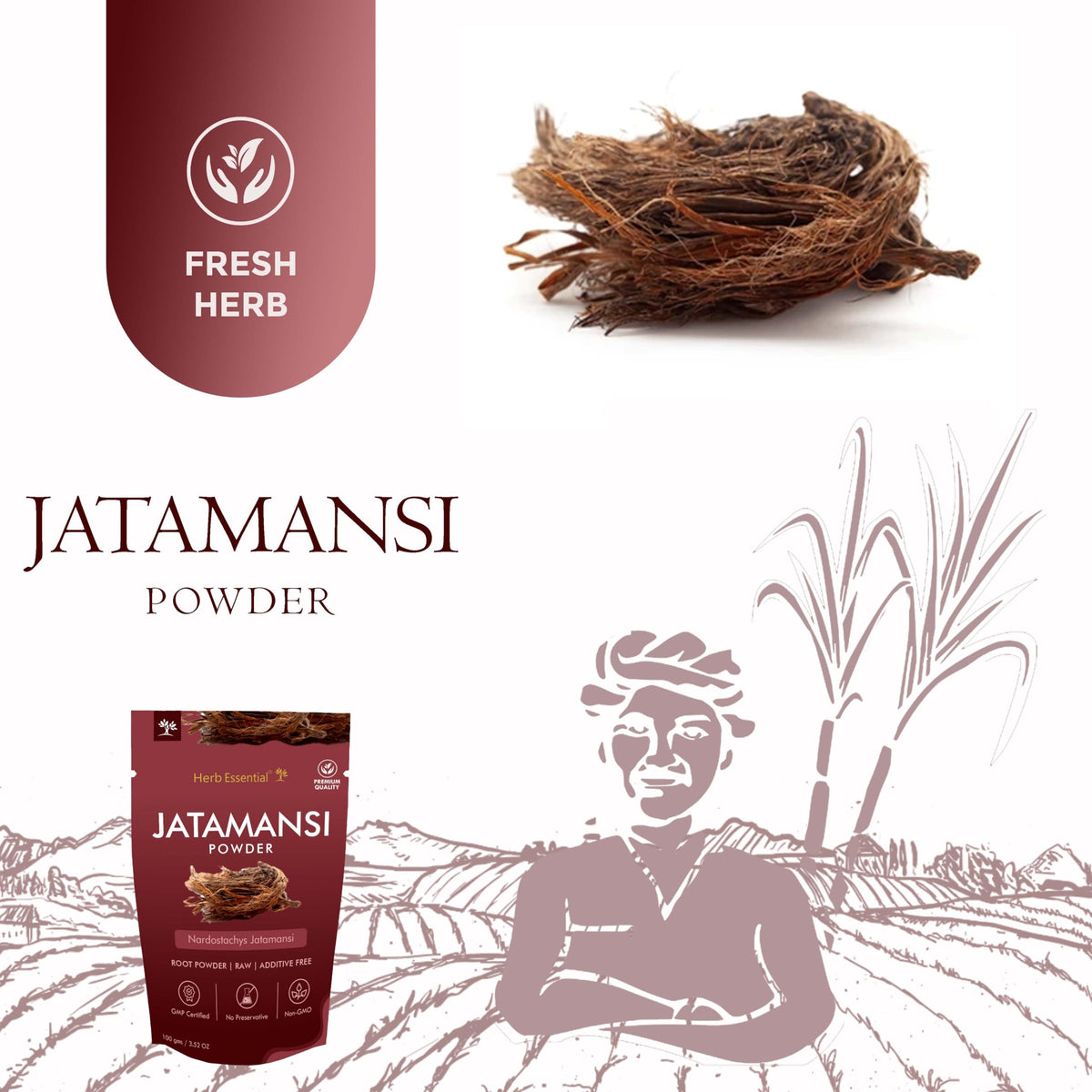 Herb Essential Jatamansi Root Powder for Hair Care - 100g - image 5