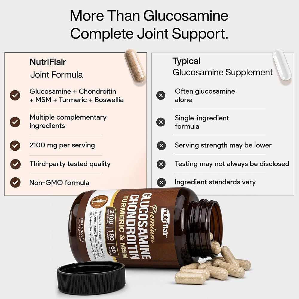 NutriFlair Glucosamine Chondroitin MSM Turmeric Boswellia - 90 Capsules - image 4
