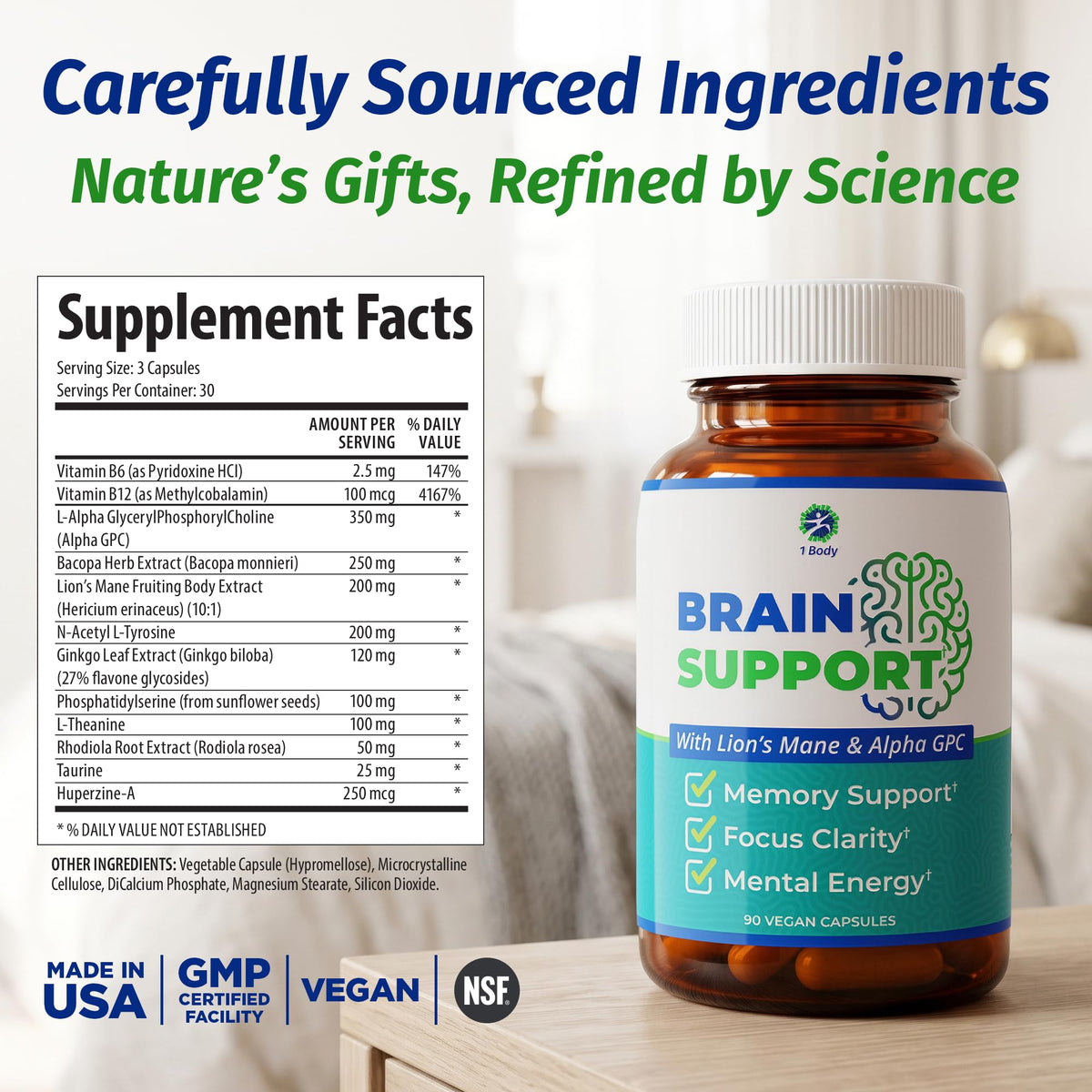 1 Body Brain Support with Bacopa & Lion's Mane - 90 Capsules - image 5