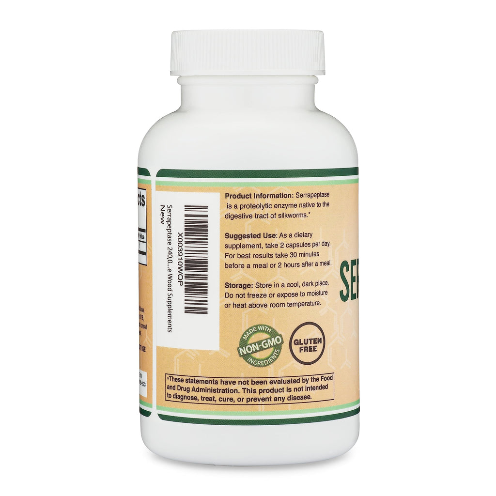 Double Wood Supplements Serrapeptase 240,000 SPU - 120 Capsules - image 6