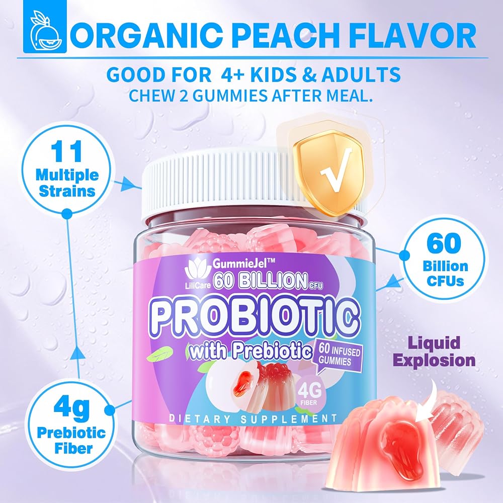 LILICARE Sugar Free Probiotic Gummies 60 Billion CFU