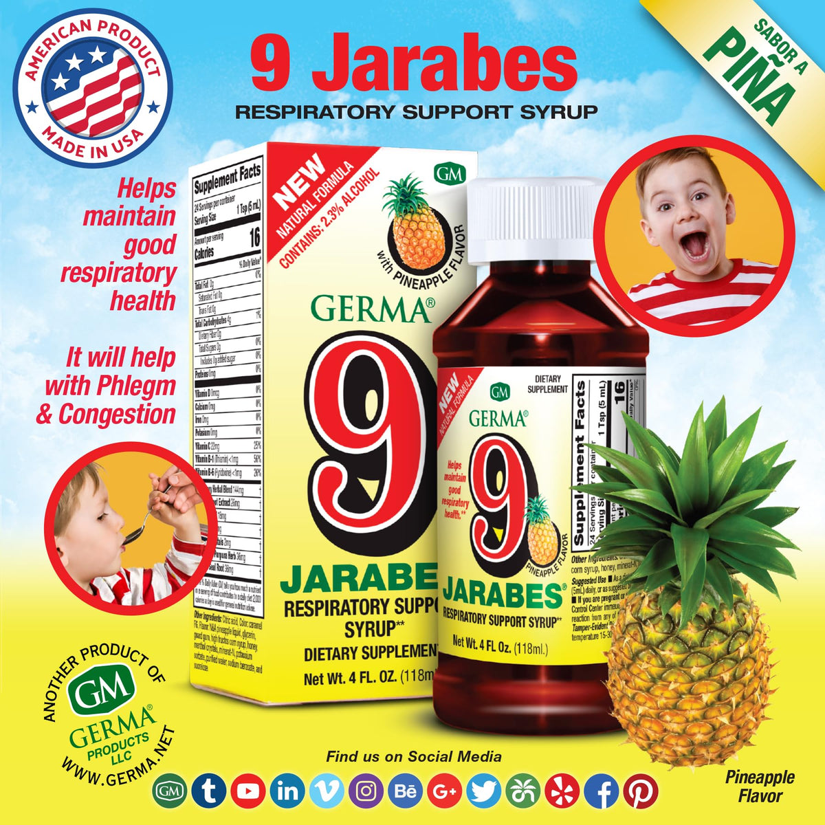 Germa 9 Jarabes Herbal Dietary Supplement Syrup - 2 Pack - image 8