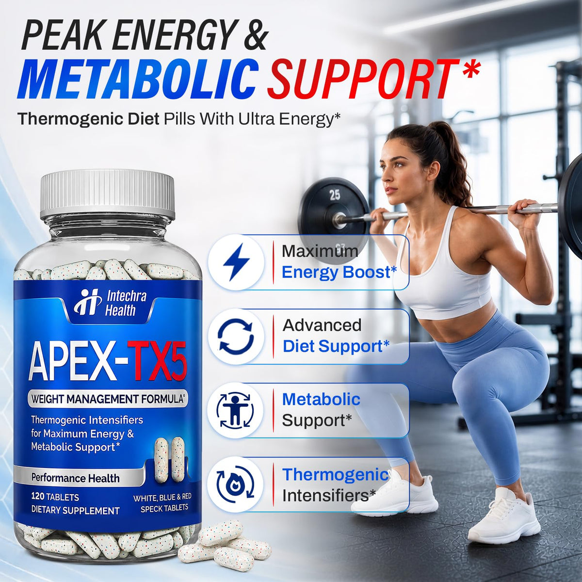 APEX-TX5 Thermogenic Diet Pills Energy & Focus Support - 120 Tablets - image 3