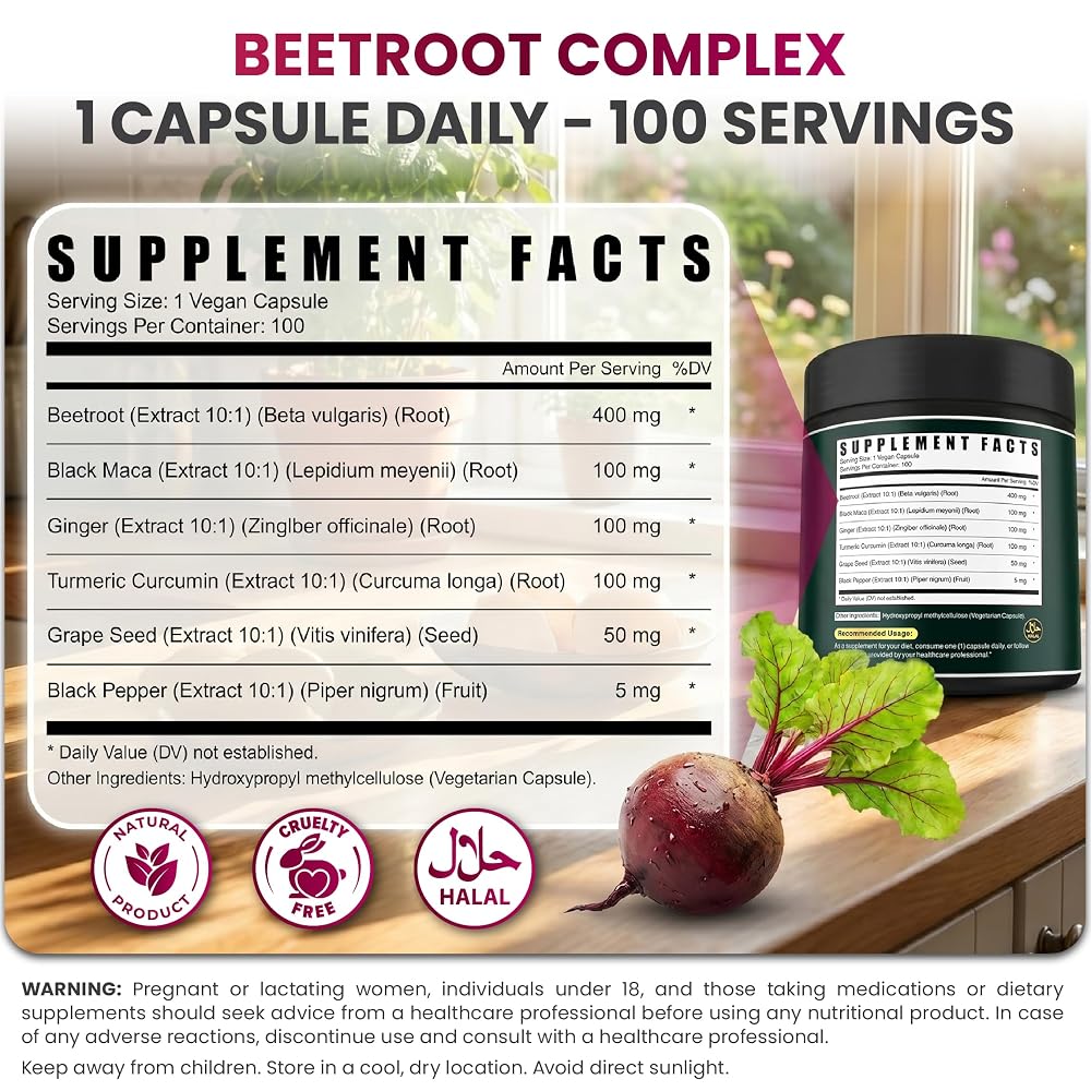 Herbpy 6in1 Beet Root Capsules for Heart Health & Vitality - 100 Count - image 6