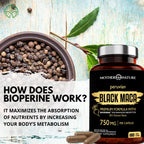 Mother Nature Organics Raw Black Maca 750mg with BioPerine - 180 Capsules - image 8