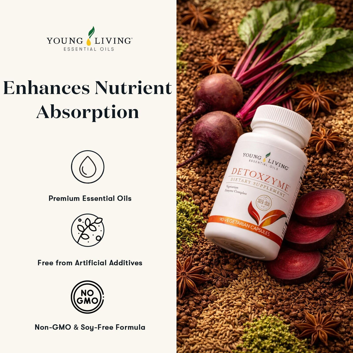 Young Living Detoxzyme Digestive Enzyme Complex - 90 Vegetarian Capsules - image 4
