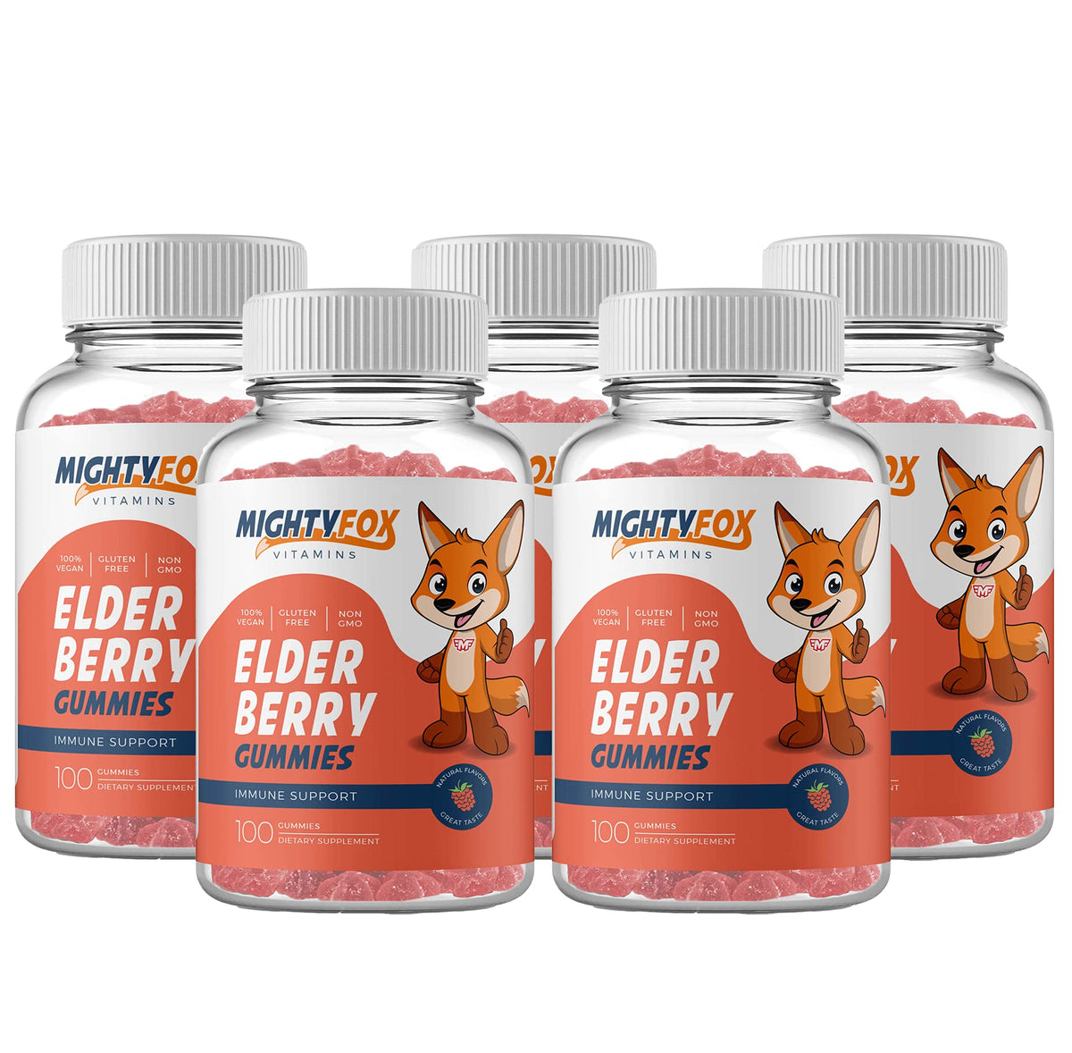 MIGHTY FOX VITAMINS Elderberry Gummies with Sambucus & Vitamin C - 100 Count