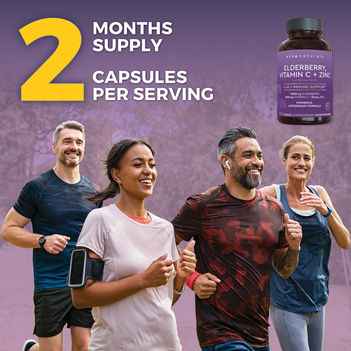Viva Naturals Elderberry with Vitamin C and Zinc - 120 Capsules - image 5