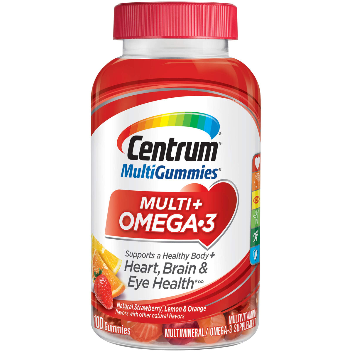 Centrum MultiGummies Omega 3 Gummies Multivitamin for Adults - 100 Count