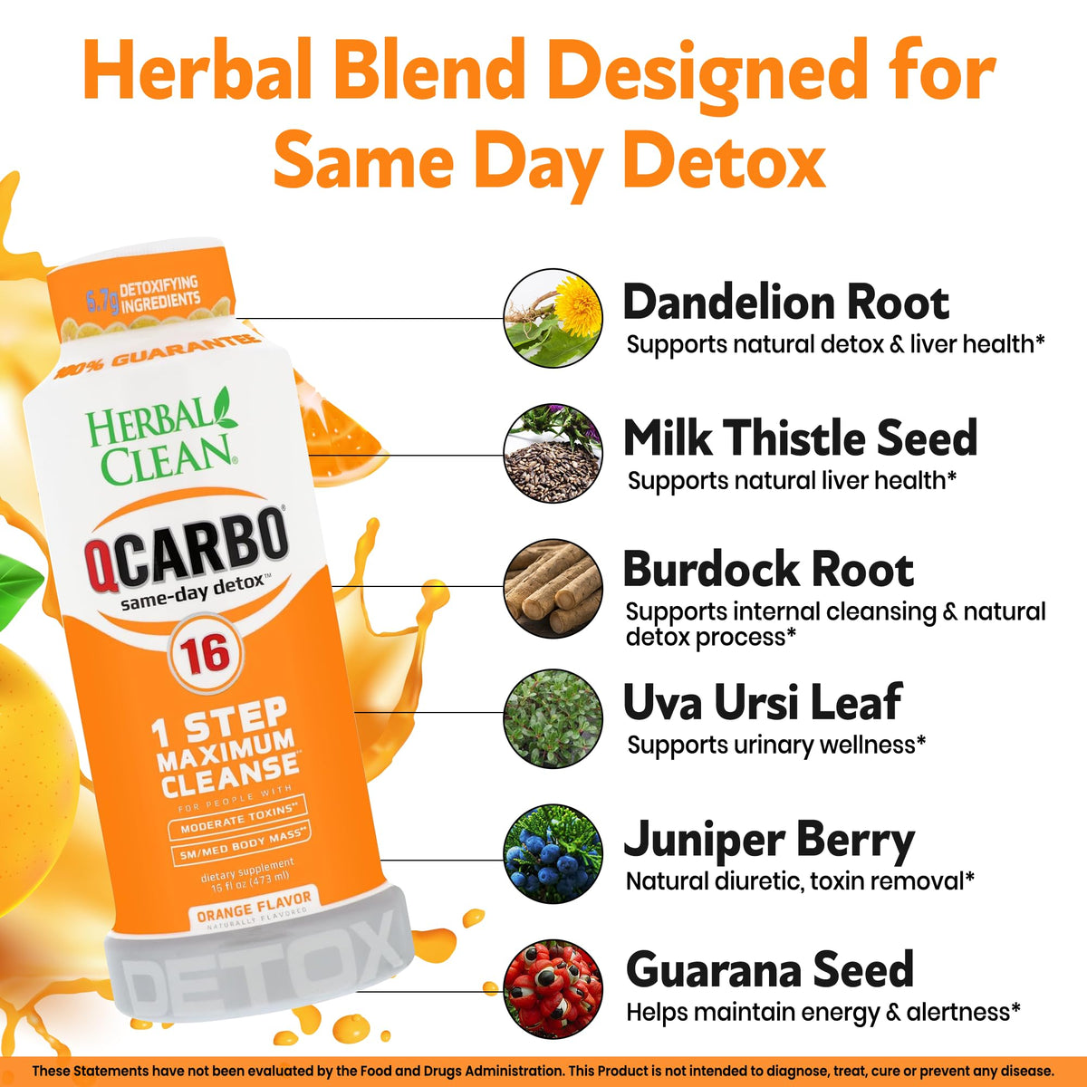 Herbal Clean Qcarbo16 Same-Day Detox Cleanse Drink (16 fl oz) - image 4