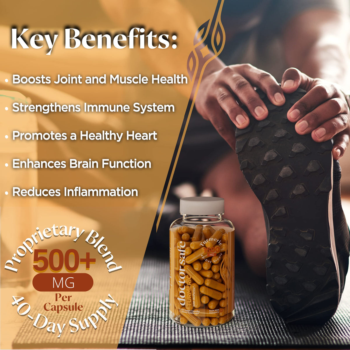 DOCTOR SAFE Turmeric Curcumin with Black Pepper 1500mg - Joint Health