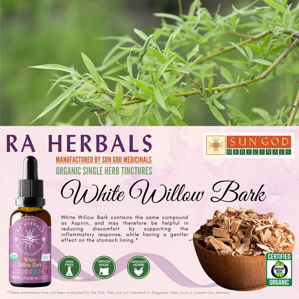 Sun God Medicinals Ra Herbals Organic White Willow Bark Liquid Extract - 1 fl oz - image 3