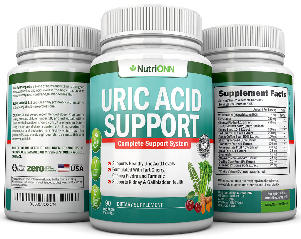 NutriONN Uric Acid Flush Herbal Supplement - 90 Capsules - image 6