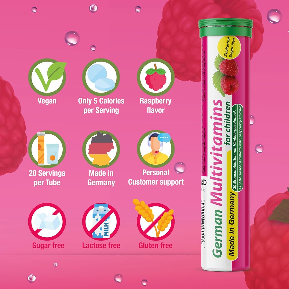 T&D Kids Multivitamin Effervescent Tablets Raspberry - 60 Count - image 5