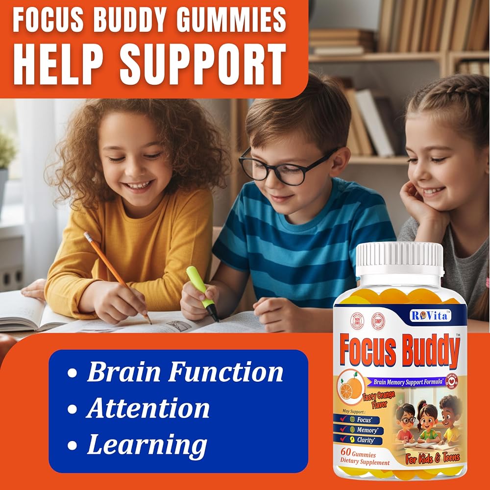 ROVita Focus Buddy Kids Memory and Focus Gummies - 60 Count - image 3