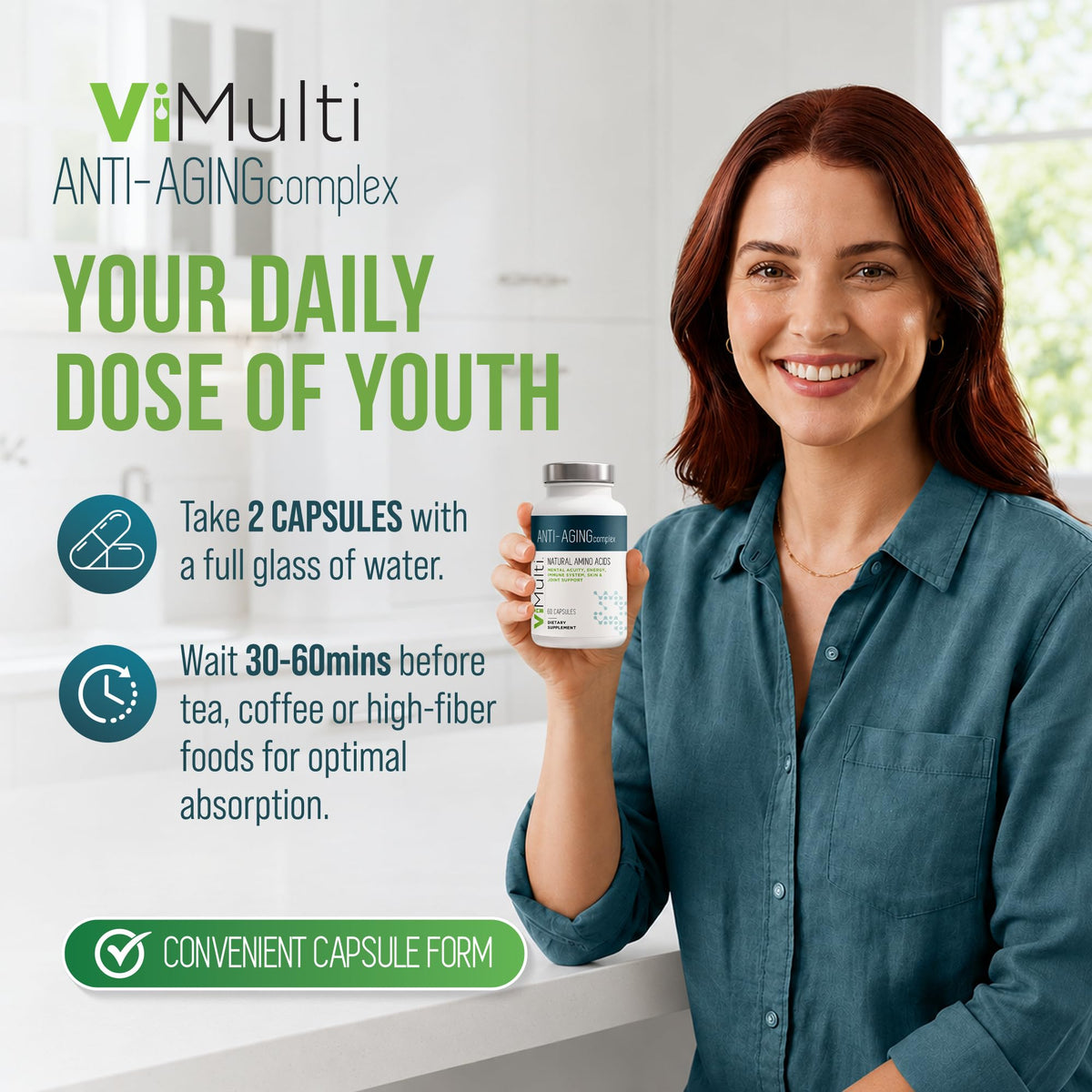 ViMulti Anti-Aging Complex Amino Acid Supplement - 120 Capsules - image 2