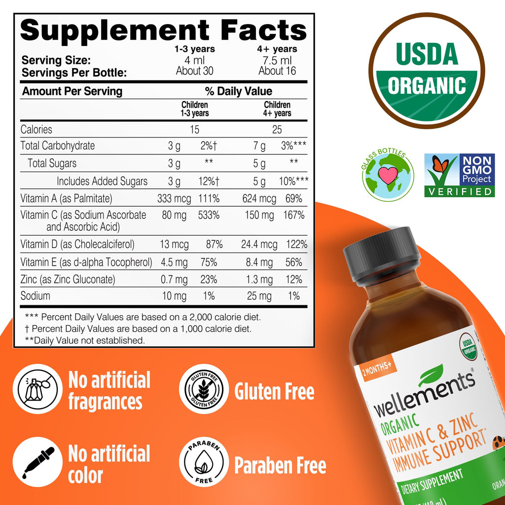 Wellements Organic Kids Immune Support Syrup Vitamin C & Zinc - 4 Fl Oz - image 3