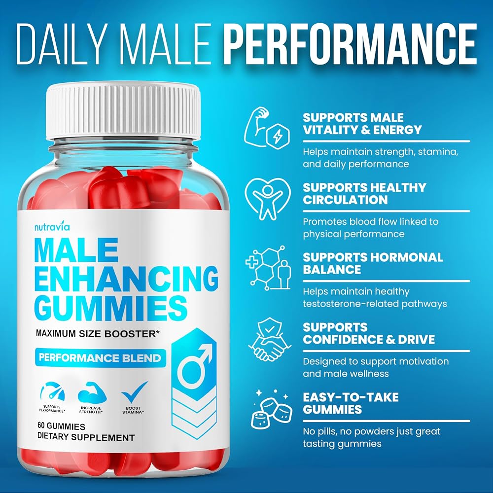 Nutravia Male Enhancing Supplement Gummies Testosterone Booster - 60 Gummies - image 3