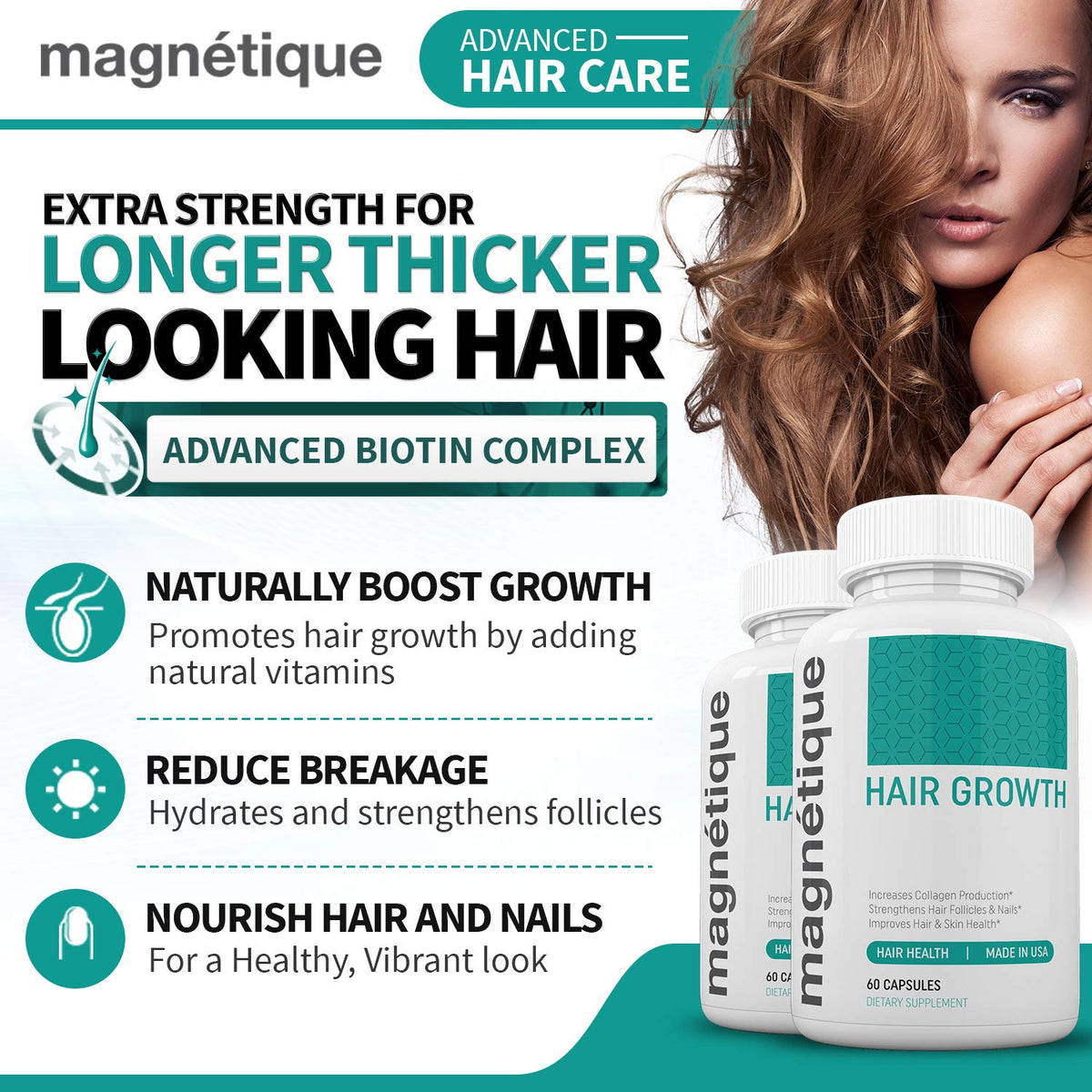 Magnetique Hair Growth Biotin Complex - 60 Capsules - image 4