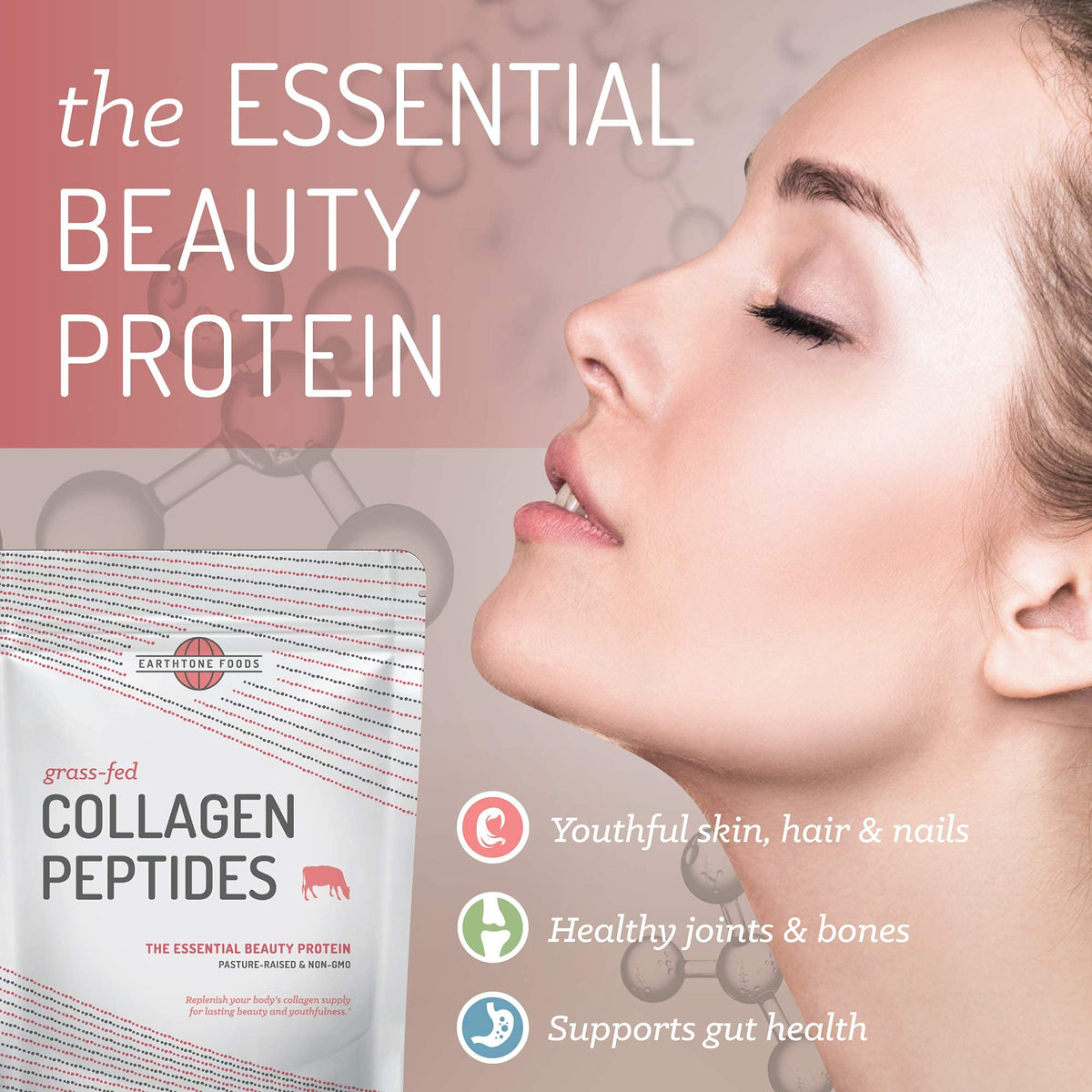 EARTHTONE Collagen Peptides Powder Hydrolyzed Grass-Fed - 16 oz - image 3