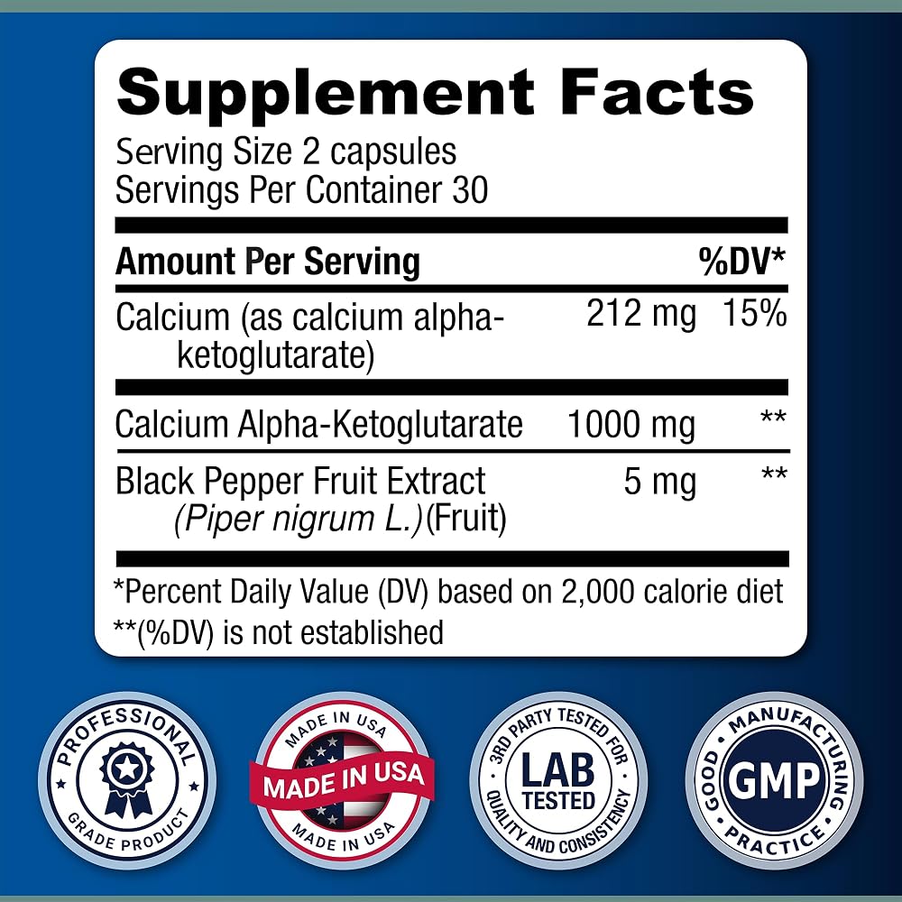 LongJuvity Calcium Alpha-Ketoglutarate AKG Supplement - 60 Capsules - image 4